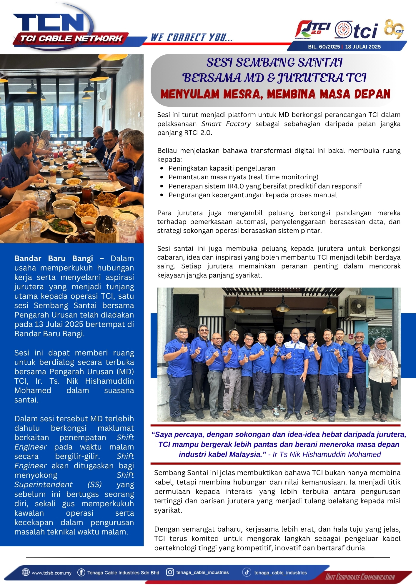 SESI SEMBANG SANTAI BERSAMA MD DAN JURUTERA TCI
