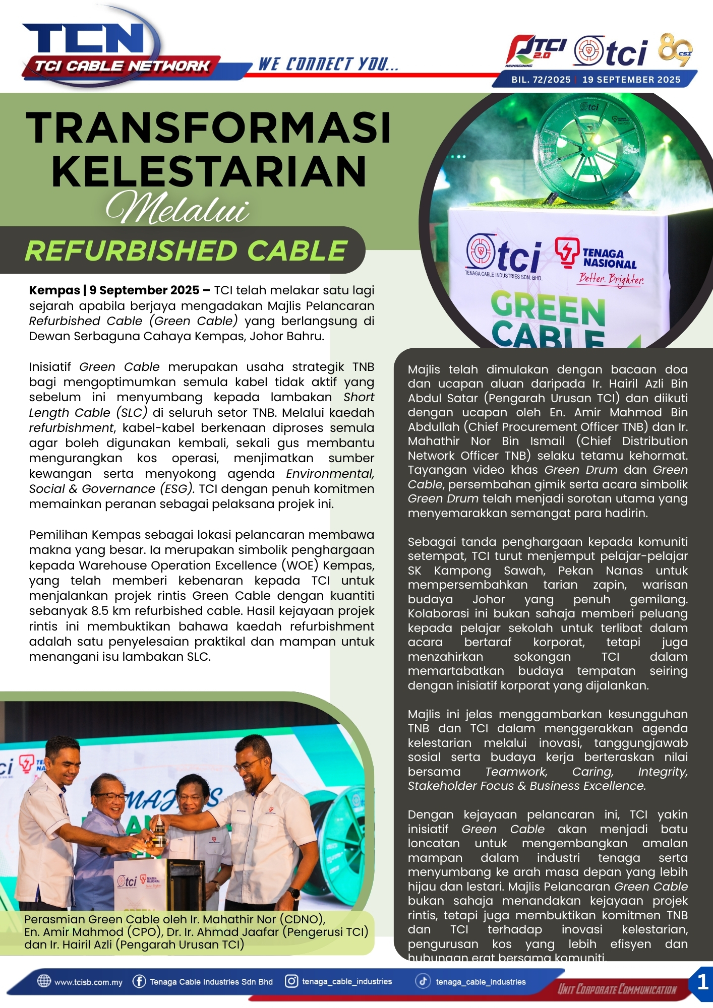 TRANSFORMASI KELESTARIAN MELALUI REFURBISHED CABLE