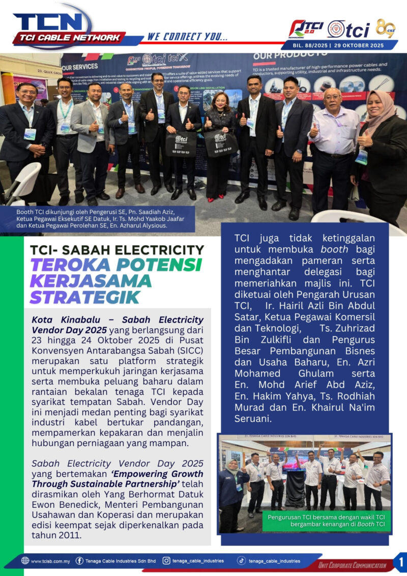 TCI-SABAH ELECTRICITY TEROKAI POTENSI KERJASAMA STRATEGIK