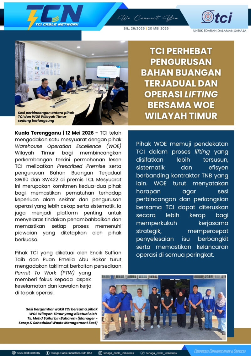 TCI PERHEBAT PENGURUSAN BAHAN BUANGAN TERJADUAL DAN OPERASI LIFTING BERSAMA WOE WILAYAH TIMUR