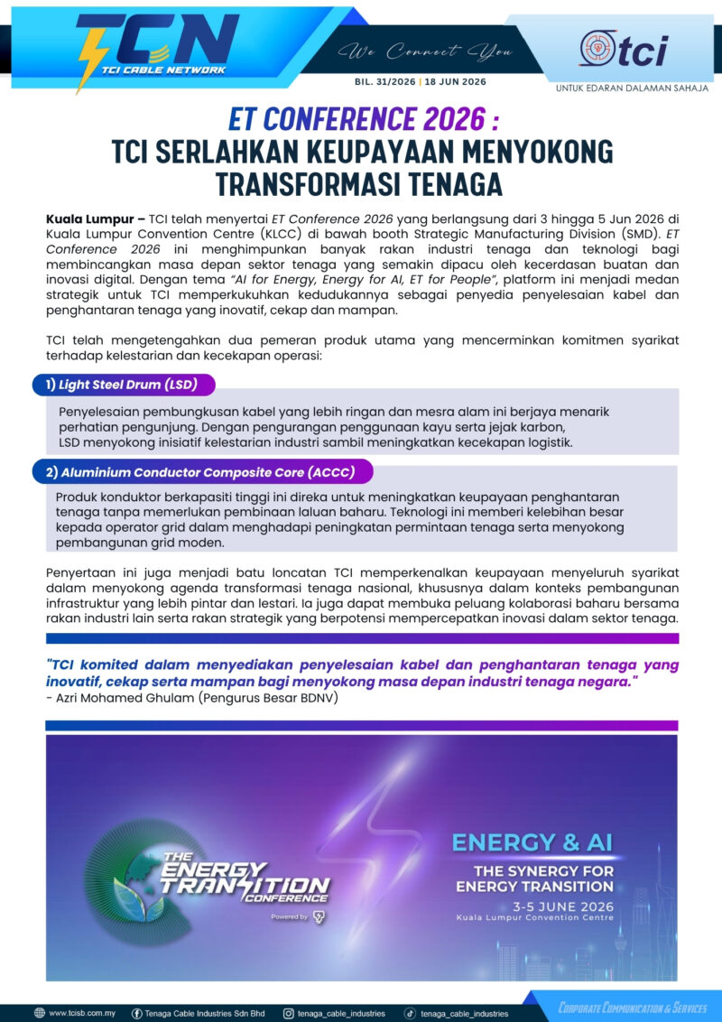 ET CONFERENCE 2026 : TCI SERLAHKAN KEUPAYAAN MENYOKONG TRANSFORMASI TENAGA
