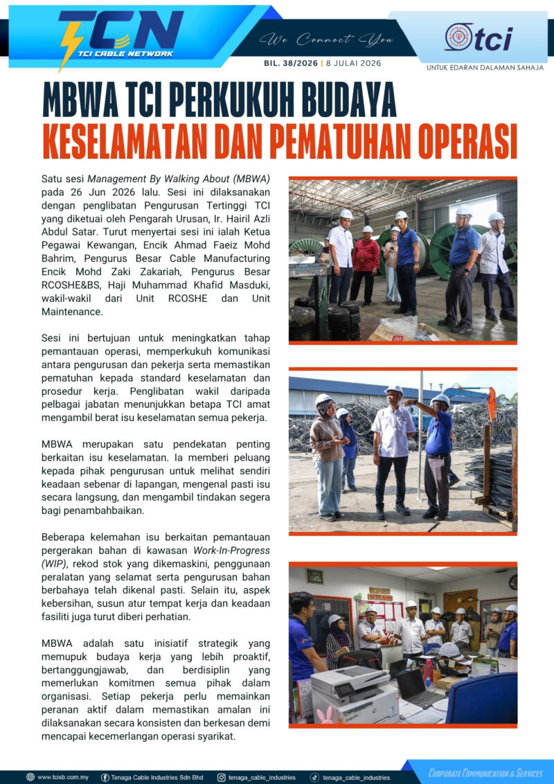 MBWA TCI PERKUKUH BUDAYA KESELAMATAN DAN PEMATUHAN OPERASI