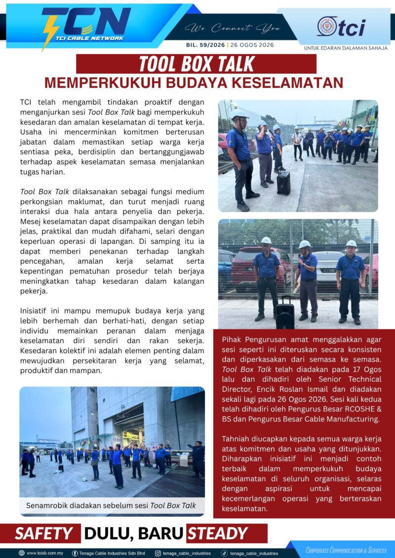 TOOL BOX TALK : MEMPERKUKUHKAN BUDAYA KESELAMATAN